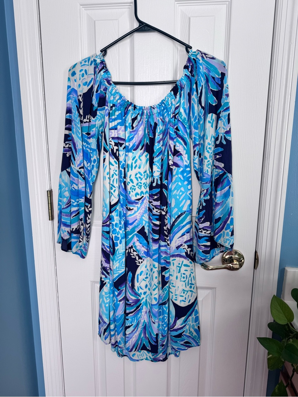 Lilly Pulitzer Blue Teal and Navy Floral Tunic Dress
